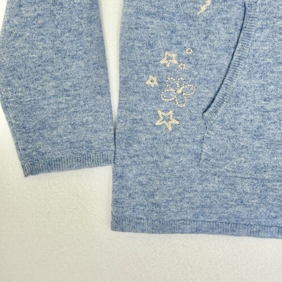 Johnny Was Sovanna Baja 100% Cashmere Embroidered Hoodie Blue Large Boho - Picture 6 of 16